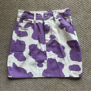 Jaded London Lilac Cow Denim Skirt Size 2